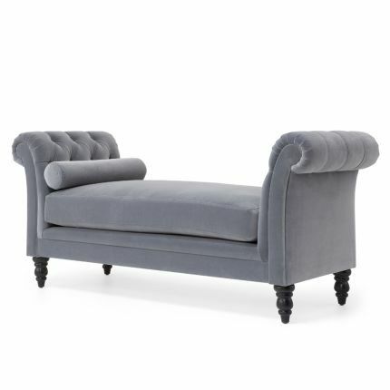 Grey tufted velvet chesterfield bench seat
